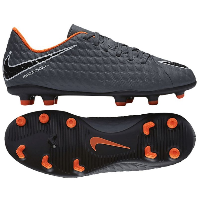 Gris Zapatillas de fútbol Nike Hypervenom Phantom Iii Club Fg Jr AH7290-081 multicolor