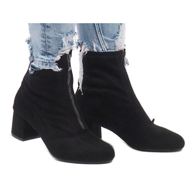 Botas de ante con cremallera FOZ-01 negro