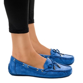 Bailarinas mocasines azules con lazo F03-3 Bailarinas mocasines azules con lazo F03-3