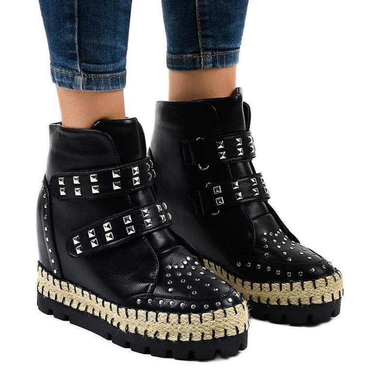 Botines trapper mujer negros AJ-546