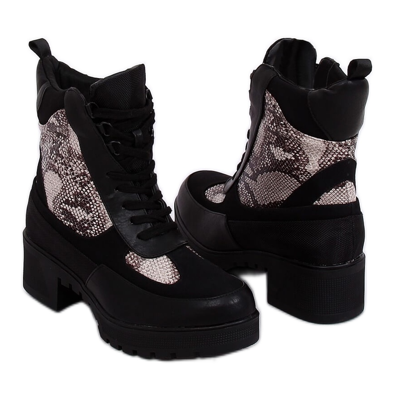 Black Botas negras de mujer 99-58 Snake Skin negro Black Botas negras de mujer 99-58 Snake Skin negro