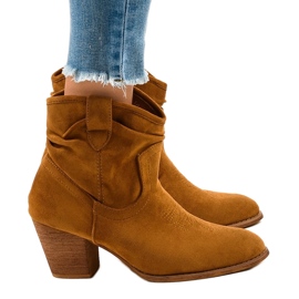 Botines de ante camel en el poste SA-3339 marrón