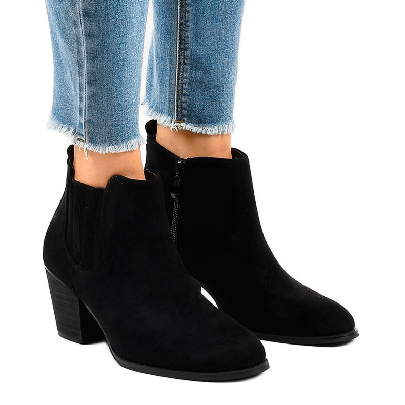 Botines de ante negro en el poste SA-3338 Botines de ante negro en el poste SA-3338