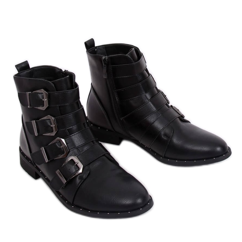Negro Botas con hebillas, negro 688-57 Negro