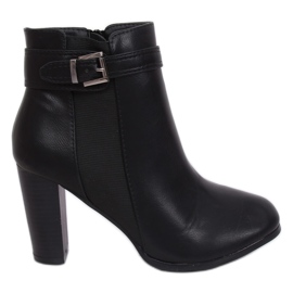 Black F815-2 Botas negras de tacón alto negro
