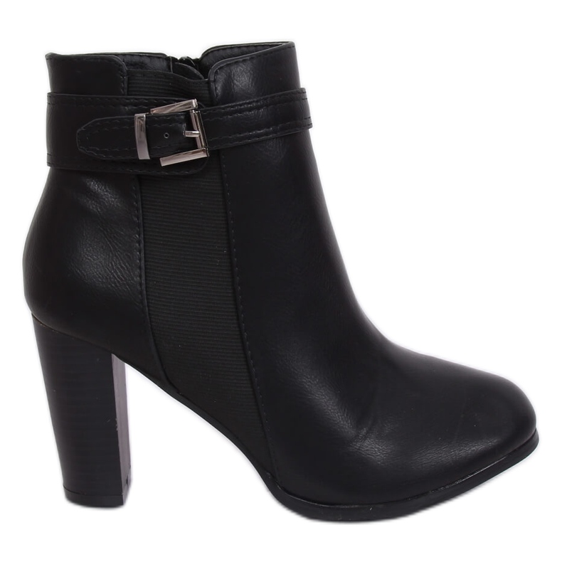 Black F815-2 Botas negras de tacón alto negro
