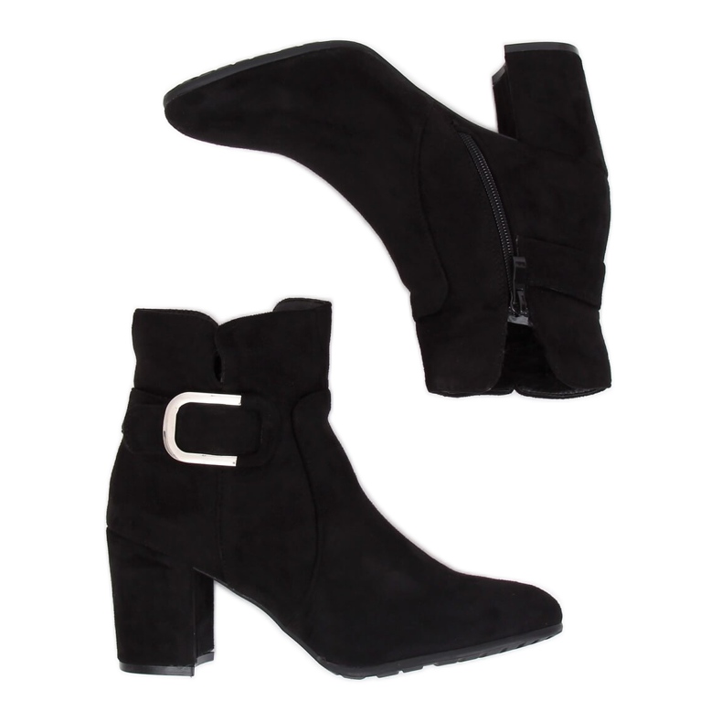Negro YL53 Botas negras de tacón alto