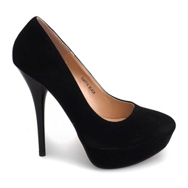 Tacones de ante en la plataforma S3477-4 Negro