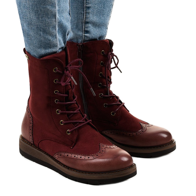 Botas Trappers para mujer burdeos C366 rojo Botas Trappers para mujer burdeos C366 rojo