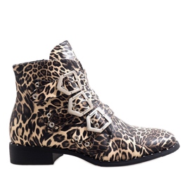 Botas de leopardo abrochadas con hebillas 7-X7185C negro multicolor