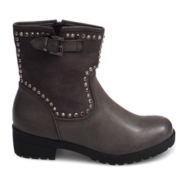 Bota motorizada gris con tachuelas 1640