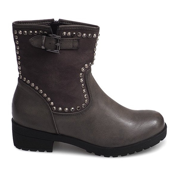 Bota motorizada gris con tachuelas 1640