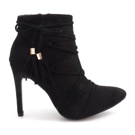 Botas de ante de tacón alto LL9220-1 Negro