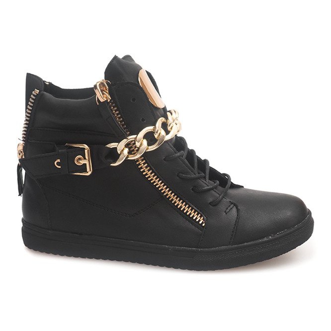 Zapatillas altas con cremallera 3346 Black negro amarillo