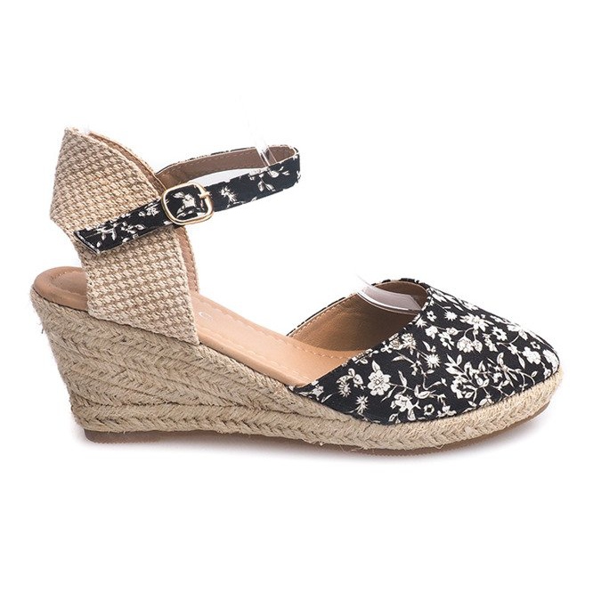 Sandalias Cuña 50427 Beige negro multicolor Sandalias Cuña 50427 Beige negro multicolor