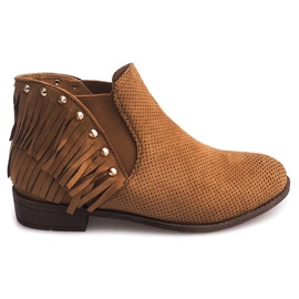 Bota Boho calada Fringe 3576 Camel marrón