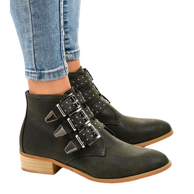 Botas verdes con hebilla de cremallera A-263 Botas verdes con hebilla de cremallera A-263