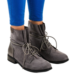 Botines de ante gris con tacón plano S83
