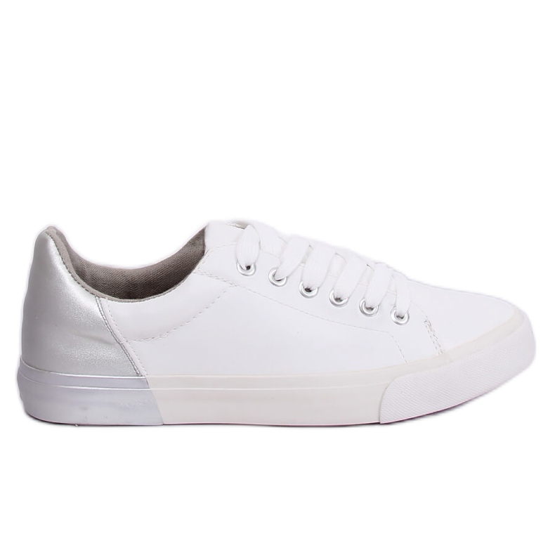 Zapatillas de mujer blancas y plateadas A88-29 W-SILVER blanco gris