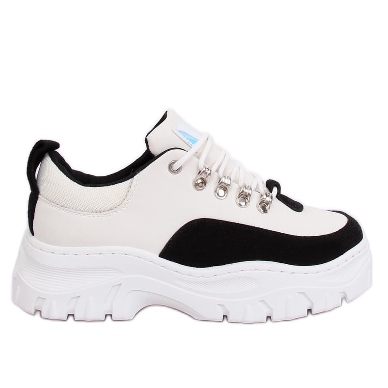 Zapatos de suela alta negros y blancos PF5329 Negro