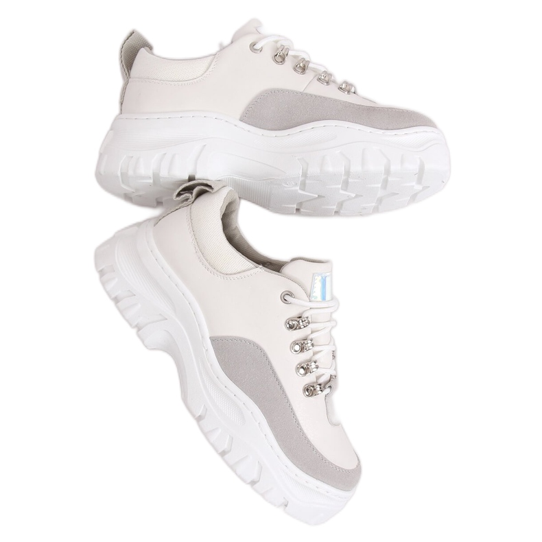 Zapatos de suela alta, blanco y gris PF5329 Gris