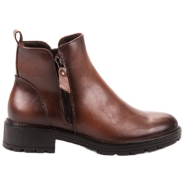 Vinceza Botines bajos con cremallera marrón