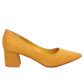 Salón con tacones anchos amarillo KJ-10 Amarillo