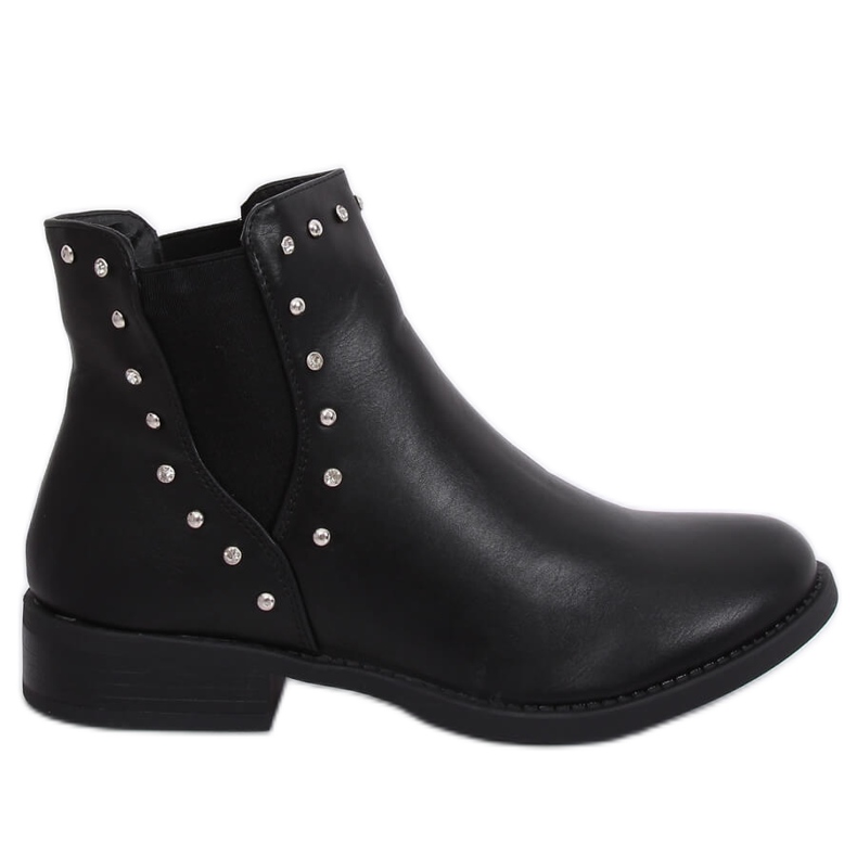 Botines Chelsea negros con tachuelas negras HQ927 Negro