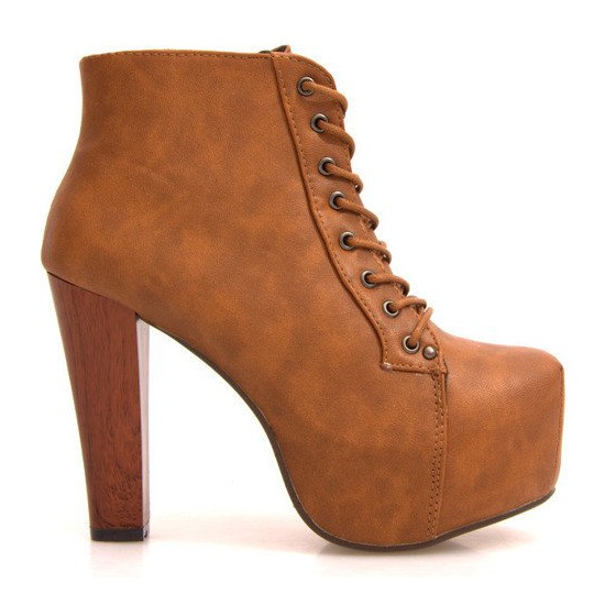 Botas sólidas en el talón K764 Camel marrón Botas sólidas en el talón K764 Camel marrón