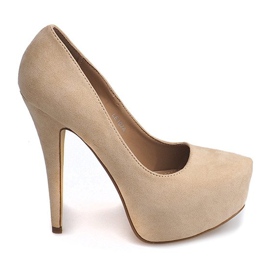 Zapatos de ante en la plataforma beige claro LE107A