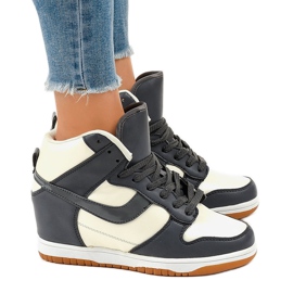Deportivas beige con cuña con cordones 0056-2