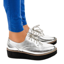 Zapatos plateados elegantes con cordones 2017-1 gris Zapatos plateados elegantes con cordones 2017-1 gris