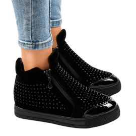 Zapatillas de cuña negras con cremalleras R51-1 negro