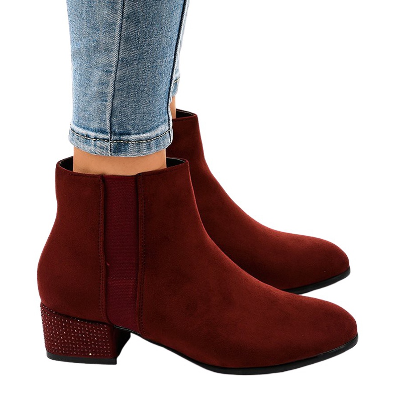 Botas de ante granate en el poste HQ0018 rojo
