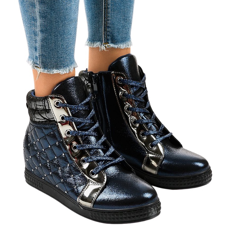 Zapatillas azul marino en la cuña R468-1