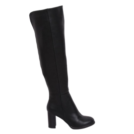 Botas por encima de la rodilla en el poste negro F128 Negro