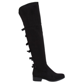 Botas de montar para mujer con lazos negros H202 Black