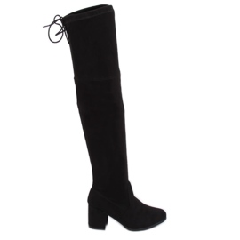 Botas por encima de la rodilla otoño negro C-7172 Negro