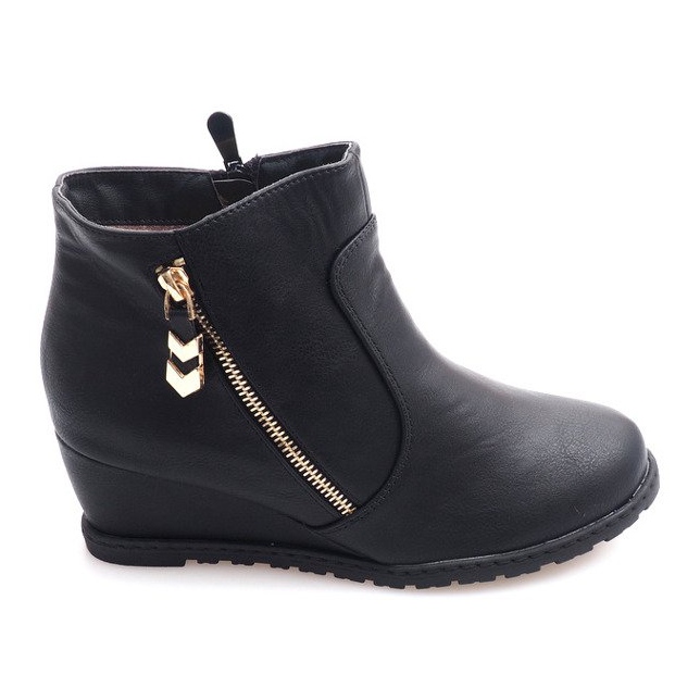 Botas cálidas en cuña con cremallera XY699 Negro