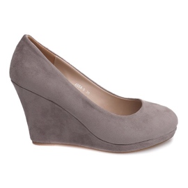 Zapatos de tacón de ante con cuña 2054 gris