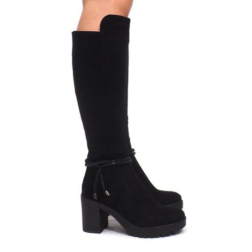Botas de ante en poste ES8516 Negro