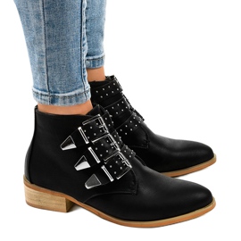 Botas negras con hebilla de cremallera A-263 negro