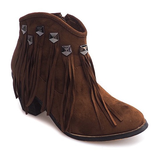 Bota combinada Fringe Boho 99-105 Camel marrón
