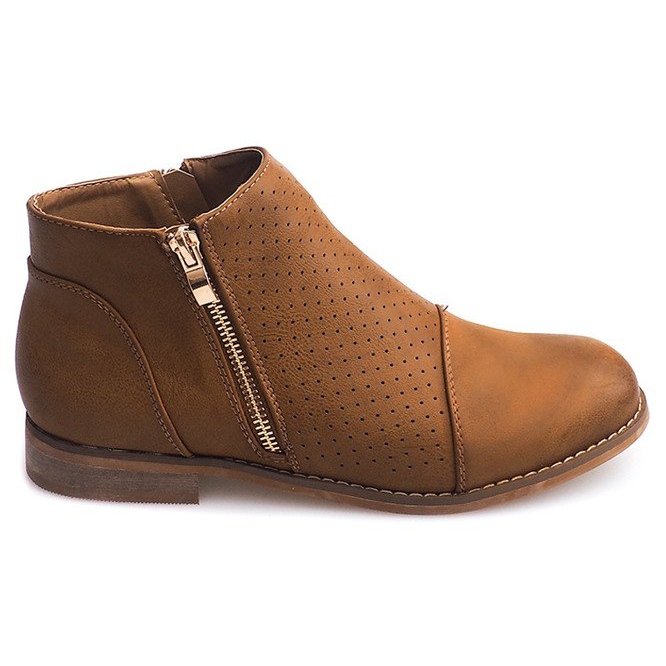 Bota calada con cremallera H197 Camel marrón