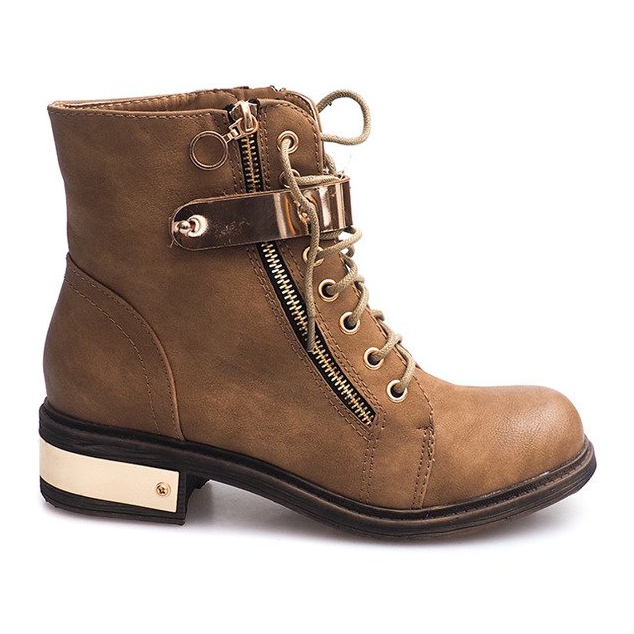 Botas con cordones y hebilla F03 Beige