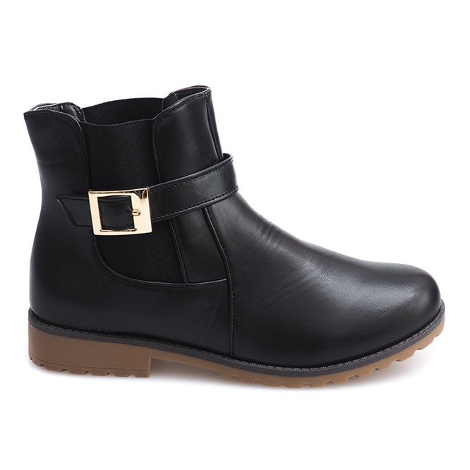 Botas Con Goma Y Piel Hebilla E598 Negro verde Botas Con Goma Y Piel Hebilla E598 Negro verde