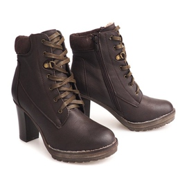 Botas Cordones Con Piel T12310-2 Marrón