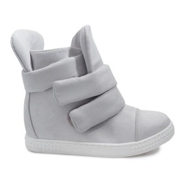 Deportivas Cuña Con Velcro 86-149 Gris