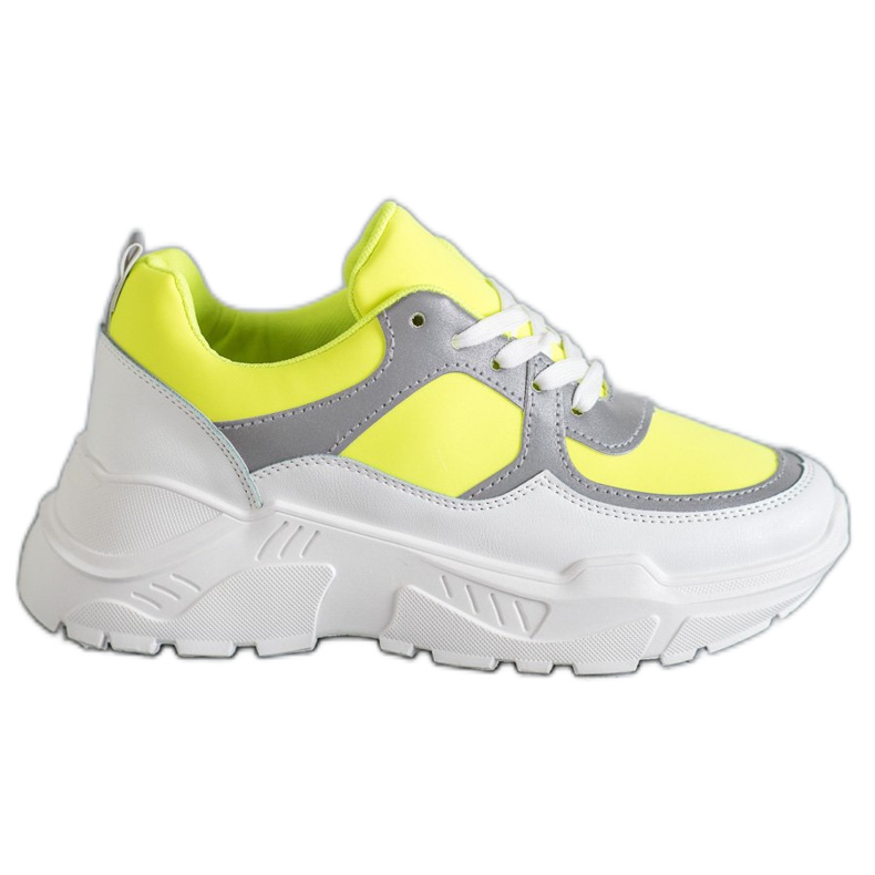 Ideal Shoes Zapatos deportivos de neón blanco multicolor amarillo Ideal Shoes Zapatos deportivos de neón blanco multicolor amarillo