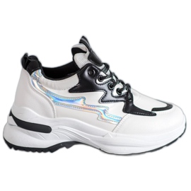 SHELOVET Calzado deportivo de cuero ecológico blanco multicolor